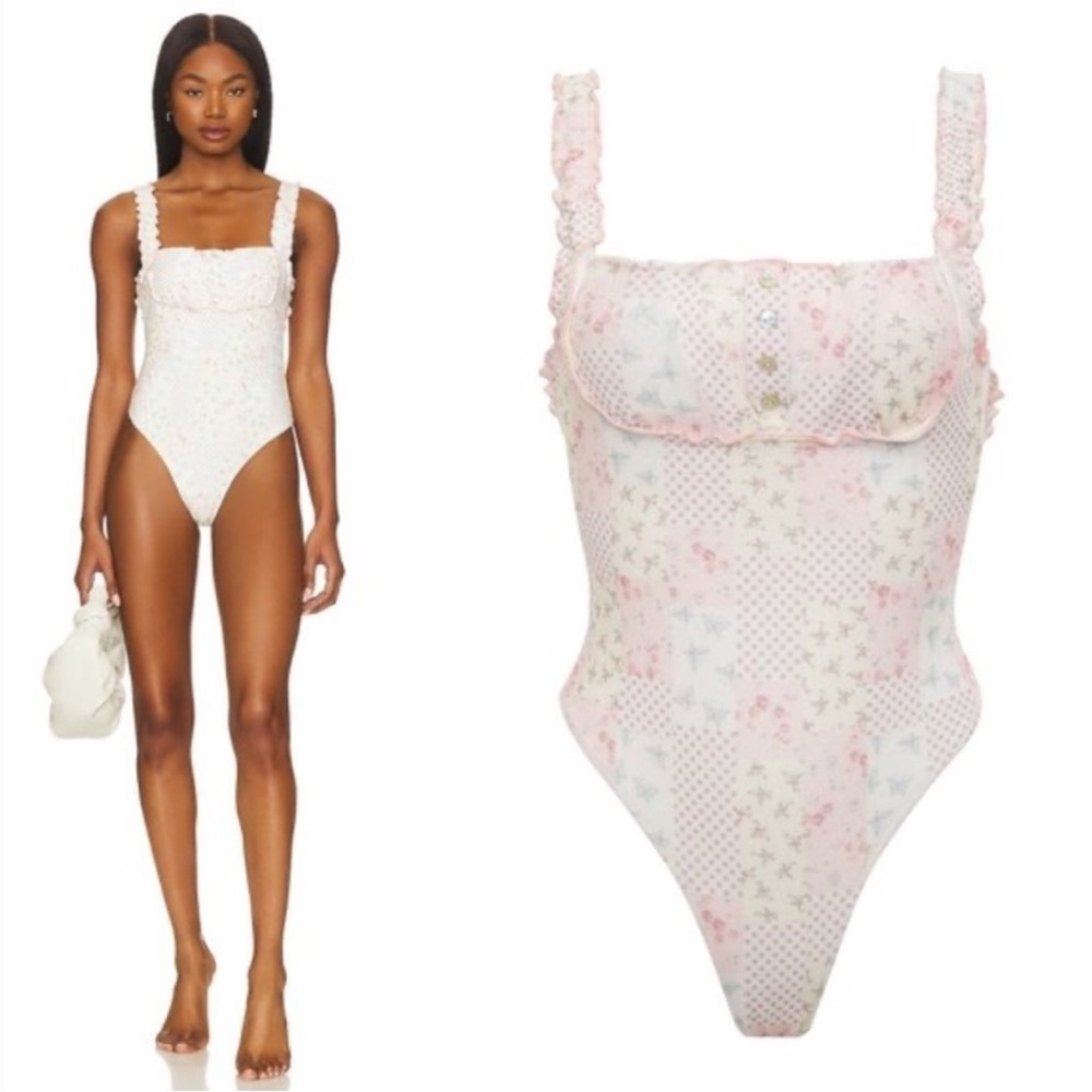 New! Frankie's Bikinis x Sydney Sweeney Verona Patchwork One Piece 51532